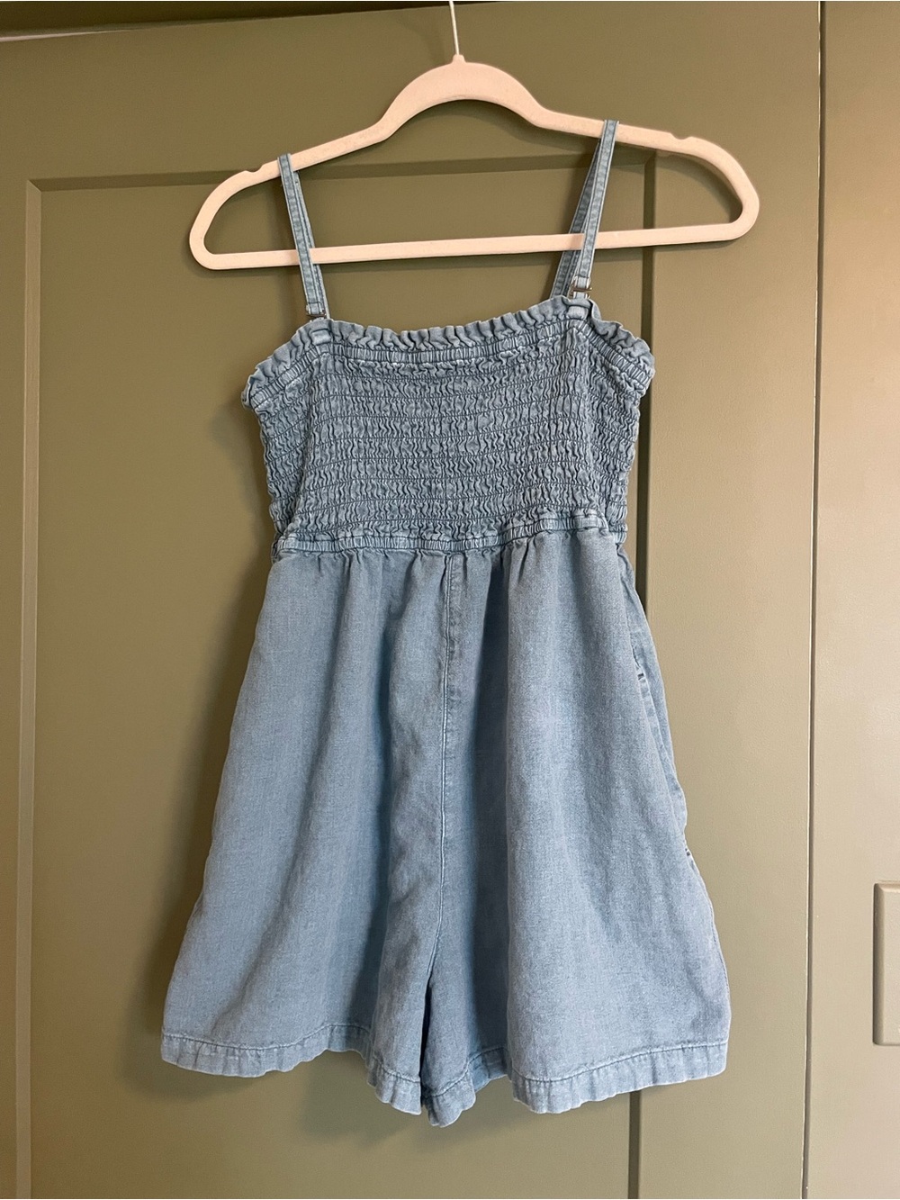 Pilcro Anthropologie Smocked Linen Romper